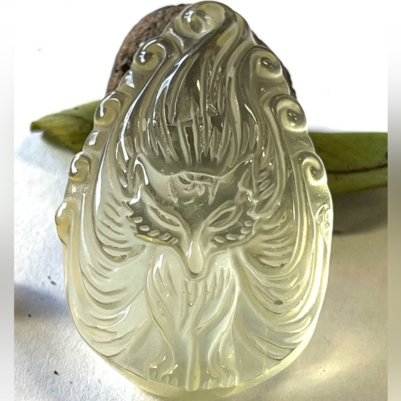 Natural Citrine Quartz Pendant Nine Tailed Fox Lucky Stone Pendant Crystal - Picture 1 of 8